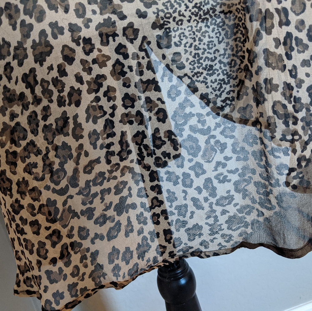 Animal Print Asymmetric Tasselled Sheer Tunic Vest - Picture 6 of 6